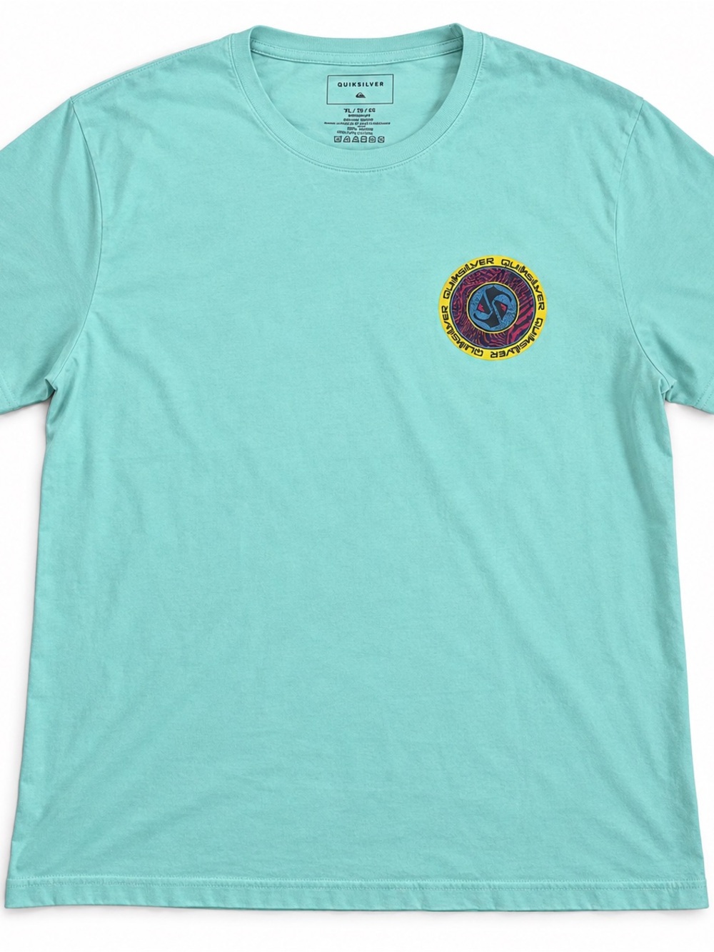 Quiksilver XL Mint Green T-Shirt Colorful Logo Short Sleeve